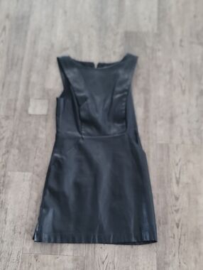Armani Exchange Sleek Black Faux-Leather Sleeveless Dress